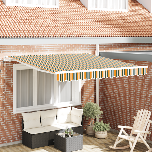 Automatisk Utrækkelig Markise Grøn og Gul 350 X 250 Cm - hovedbillede
