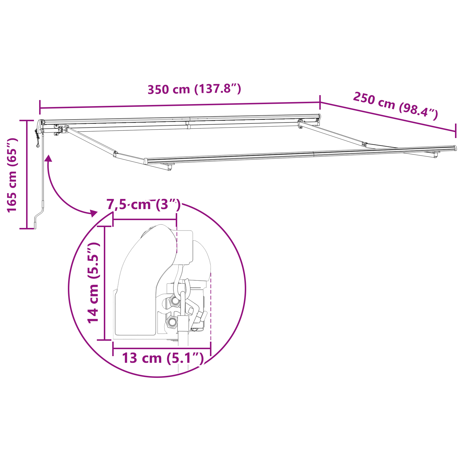 Automatisk Utrækkelig Markise Grøn og Gul 350 X 250 Cm - billede 12