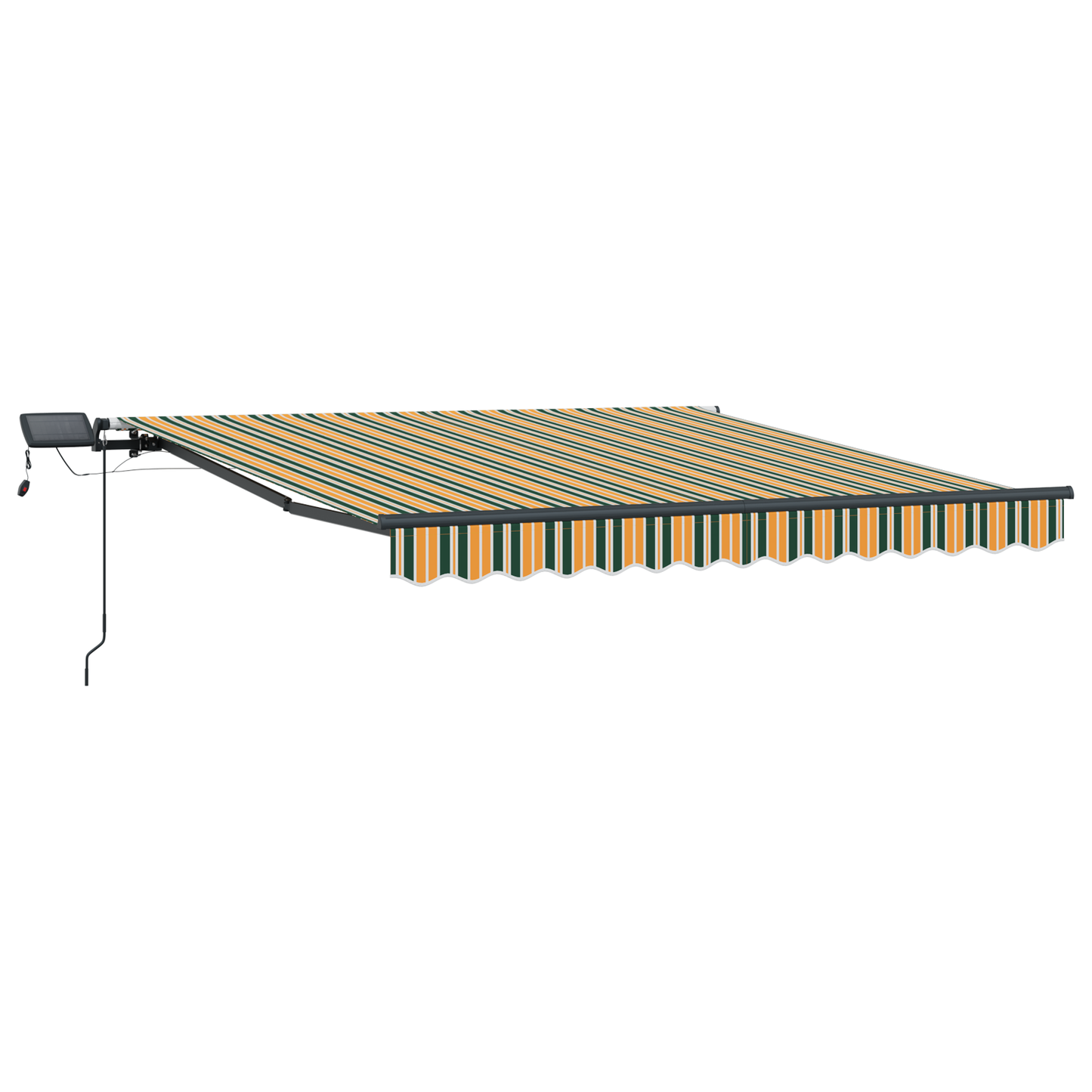 Manuel Udtækkelig Markise med Led Grøn og Gul 350x250 Cm&&markise Erstatningsstof til 3.5x2.5 M Ramme Grøn og Gul - billede 4