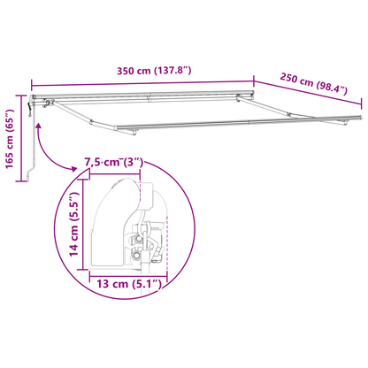 Automatisk Udtækkelig Markise Grøn og Gul 350x250 Cm&&markise Erstatningsstof til 3.5x2.5 M Ramme Grøn og Gul - billede 12