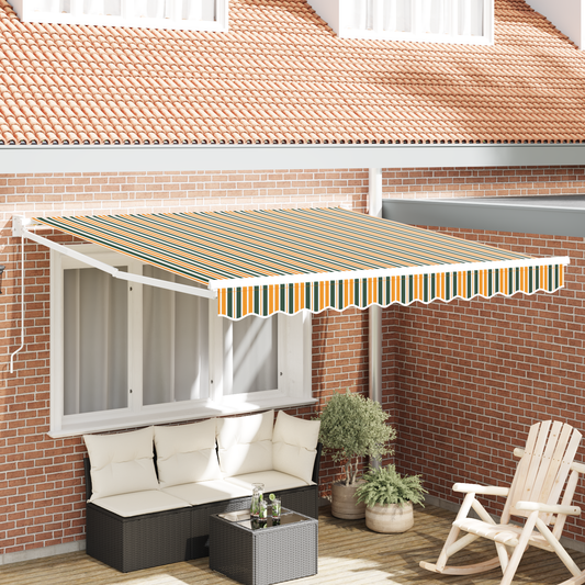 Manuel Udtækkelig Markise Grøn og Gul 350x250 Cm&&markise Erstatningsstof til 3,5x2,5 M Ramme Grøn og Gul - hovedbillede