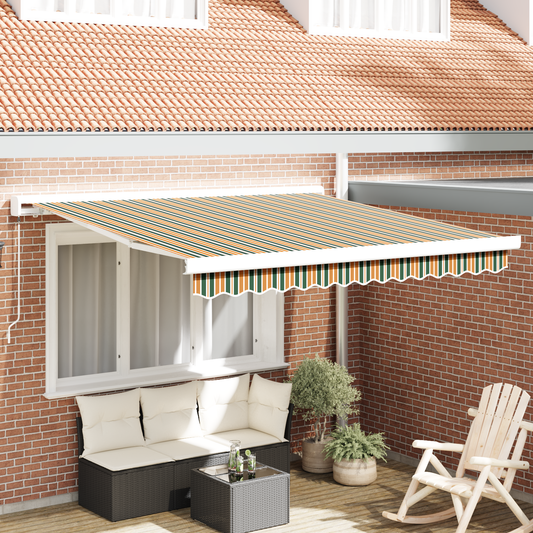 Manuel Udtækkelig Markise Grøn og Gul 350x250 Cm&&markise Erstatningsstof til 3.5x2.5 M Ramme Grøn og Gul - hovedbillede