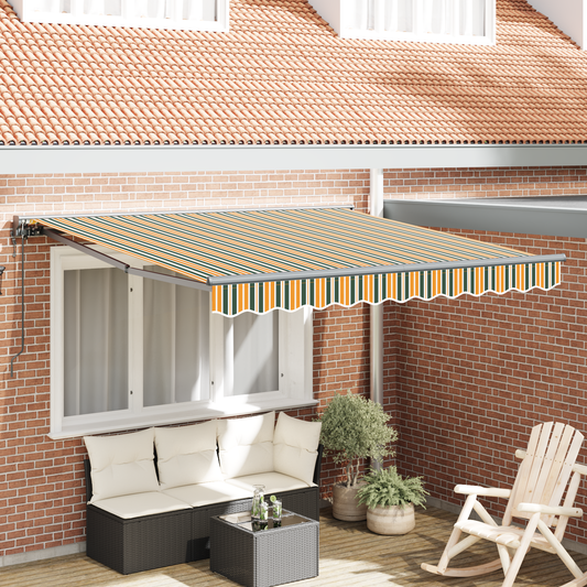 Utrækkelig Markise Grøn og Gul 350x250 Cm - hovedbillede