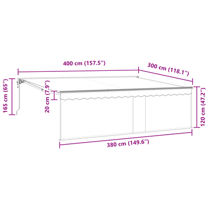 Utrækkelig Markise Creme 400 × 300 Cm Metal, Polyester - billede 13