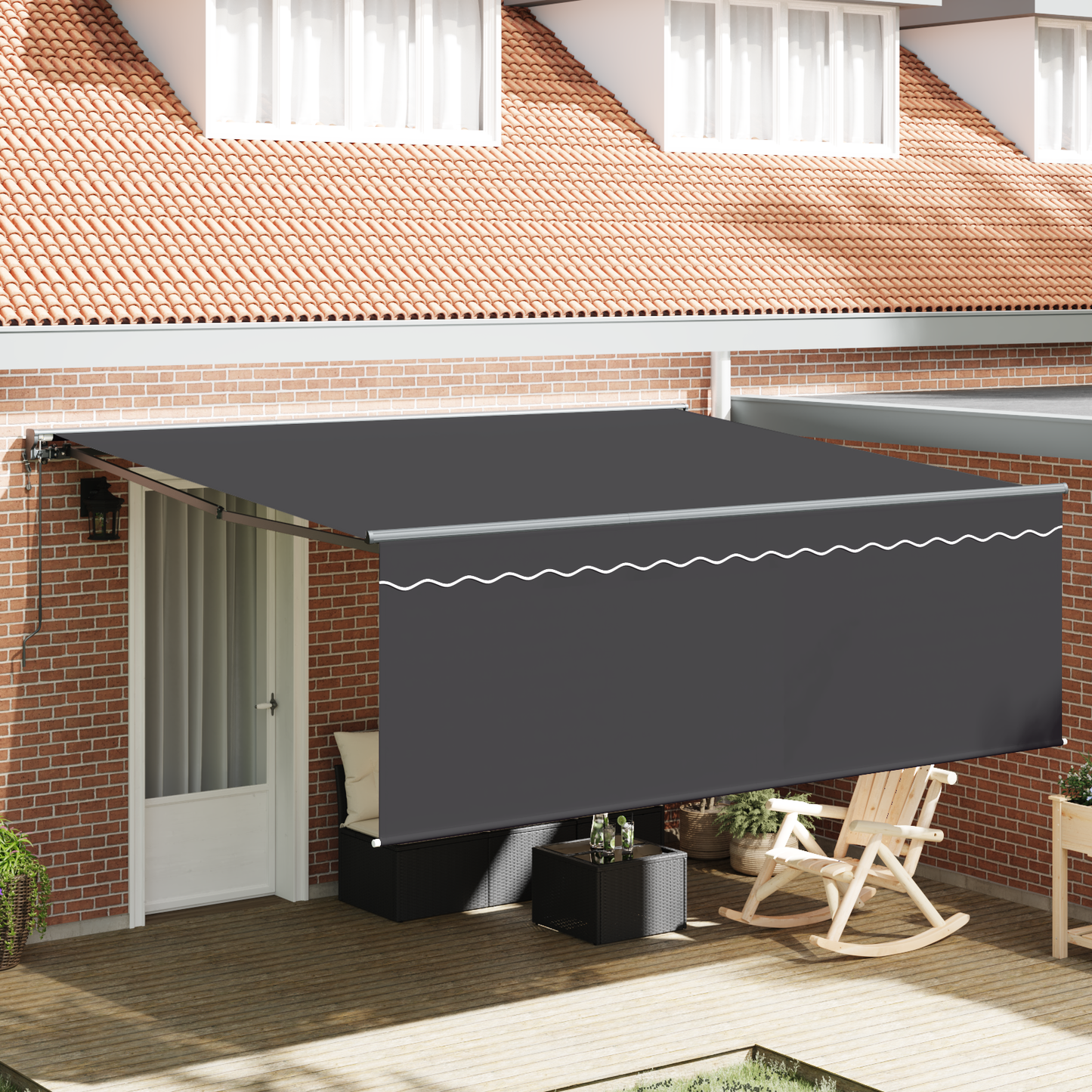 Utrækkelig Markise Grå 400 × 300 Cm Aluminium, Stof - hovedbillede