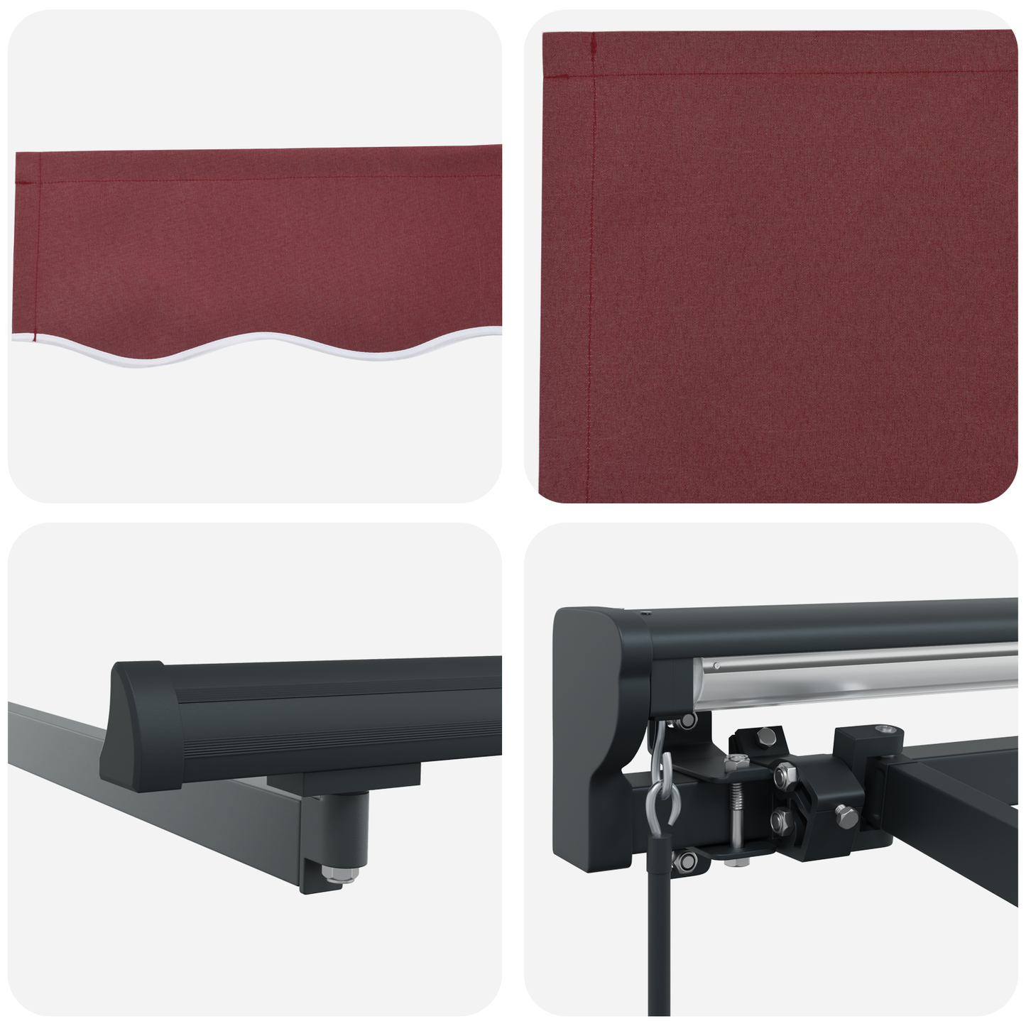 Utrækkelig Markise Bordeaux Rød 400x300 Cm Polyester og Metal - billede 8