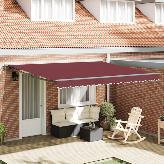Utrækkelig Markise Bordeaux Rød 400x300 Cm Polyester og Metal - hovedbillede