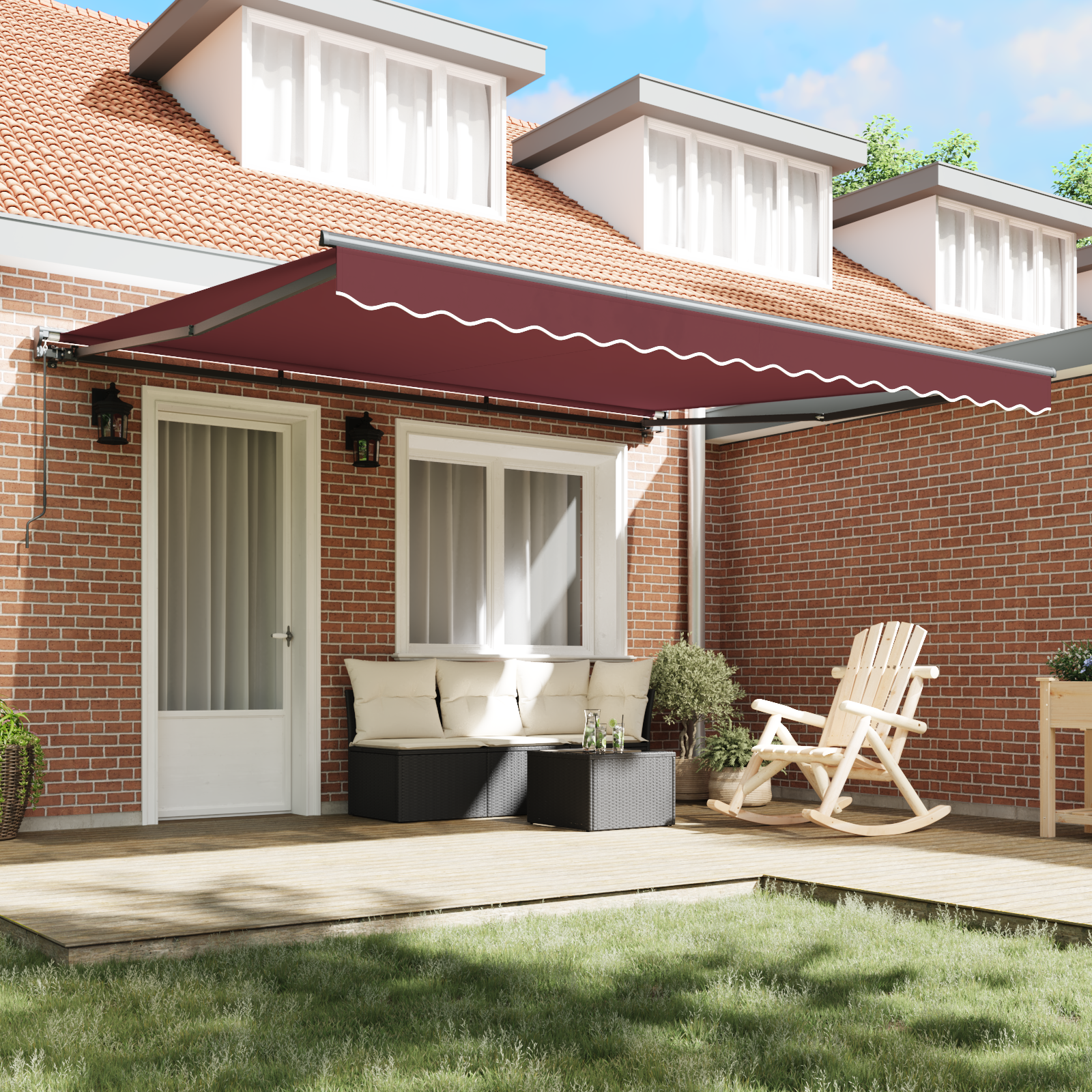 Utrækkelig Markise Bordeaux Rød 400x300 Cm Polyester og Metal - billede 3