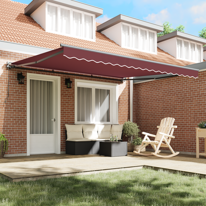 Utrækkelig Markise Bordeaux Rød 400x300 Cm Polyester og Metal - billede 3