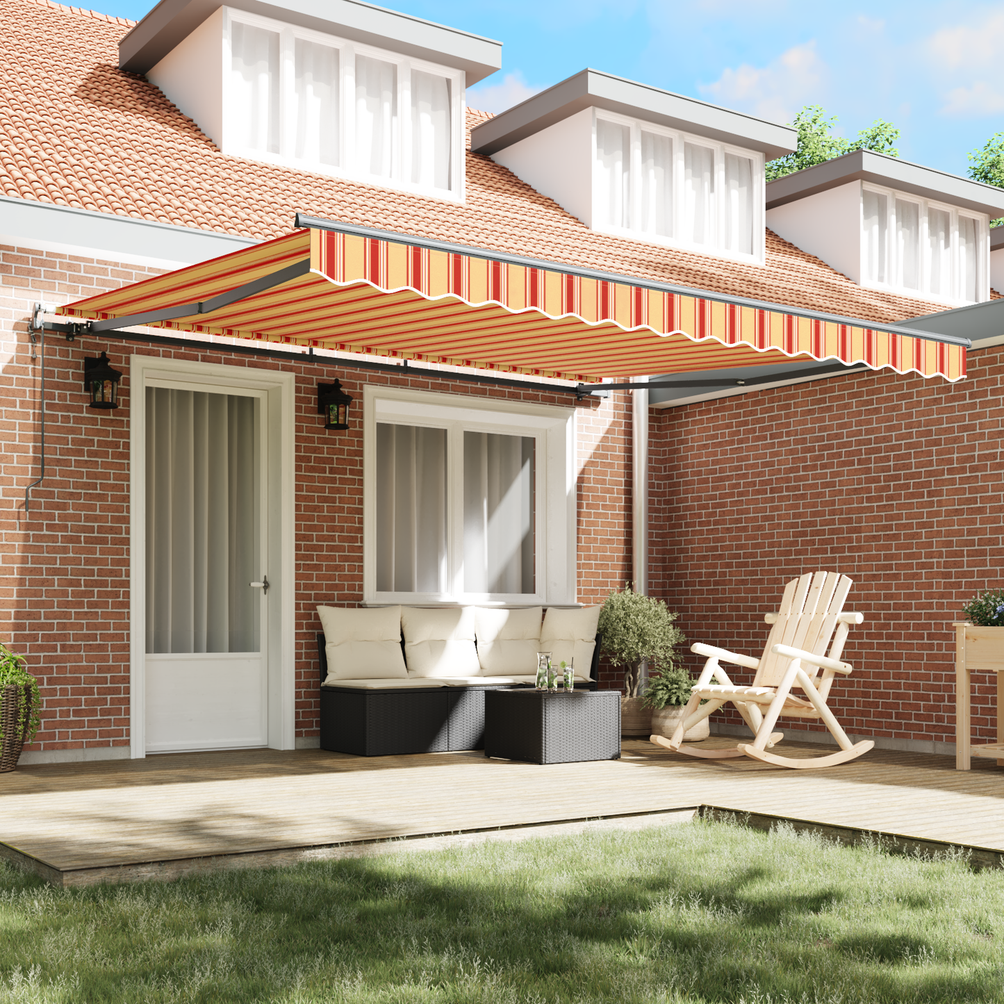 Automatisk Udtækkelig Markise Gul og Orange 400x300 Cm - billede 3