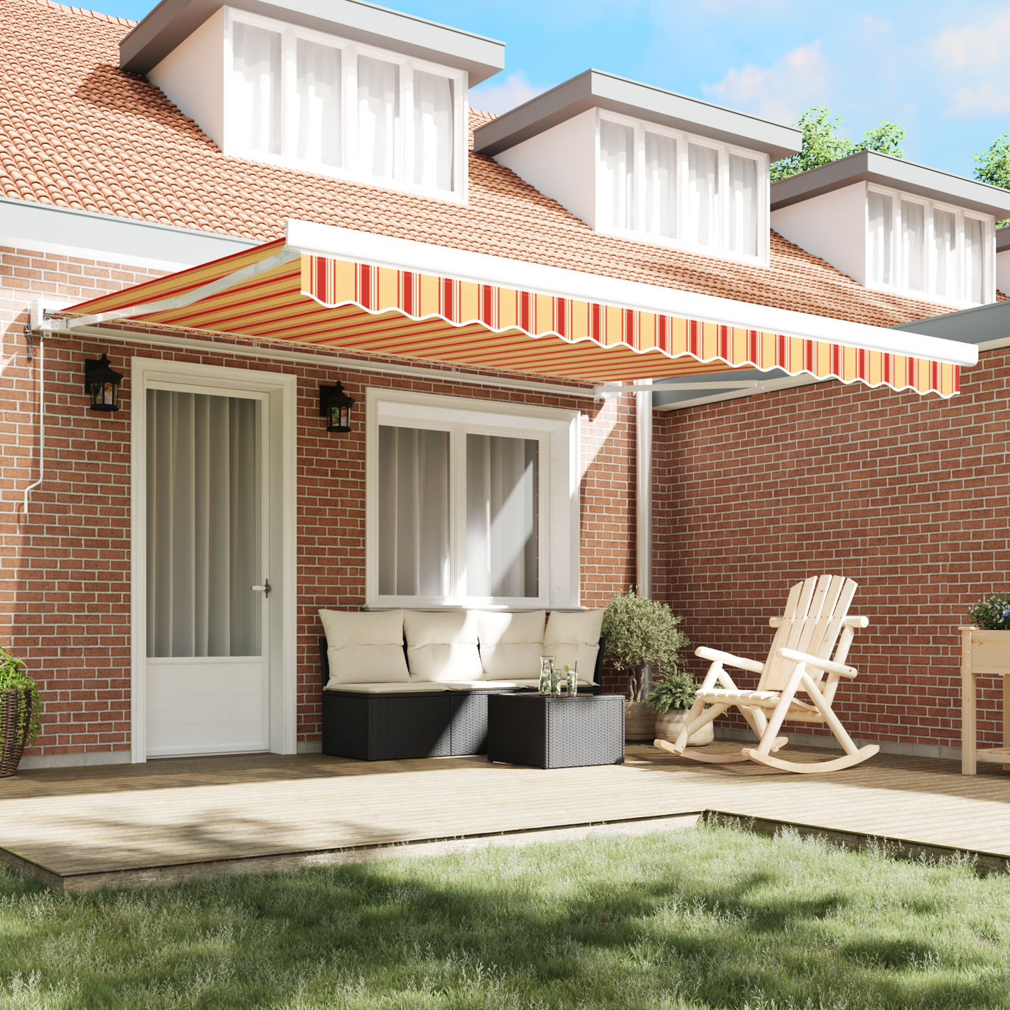 Automatisk Utrækkelig Markise i Gul og Orange 400x300 Cm - billede 3