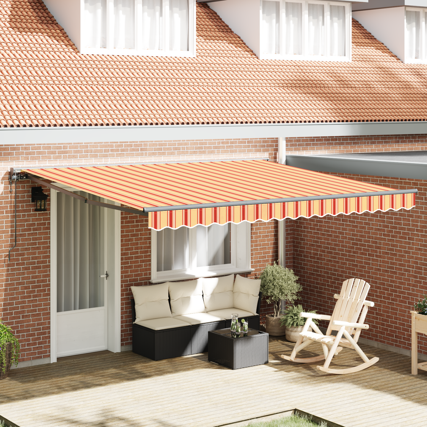 Utrækkelig Markise Gul og Orange 400x300 Cm Polyester - hovedbillede