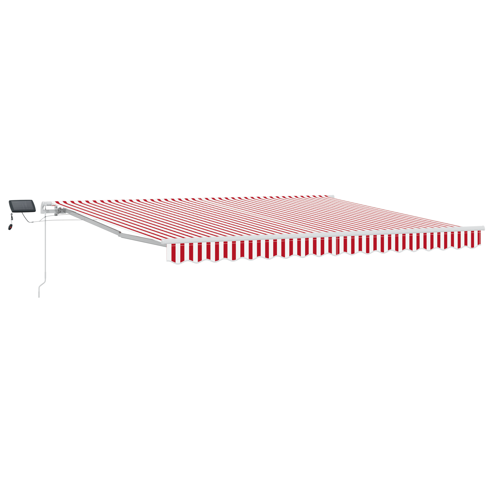 Manuel Utrækkelig Markise med Led i Rød og Hvid Stribe, 400 X 300 Cm - billede 2