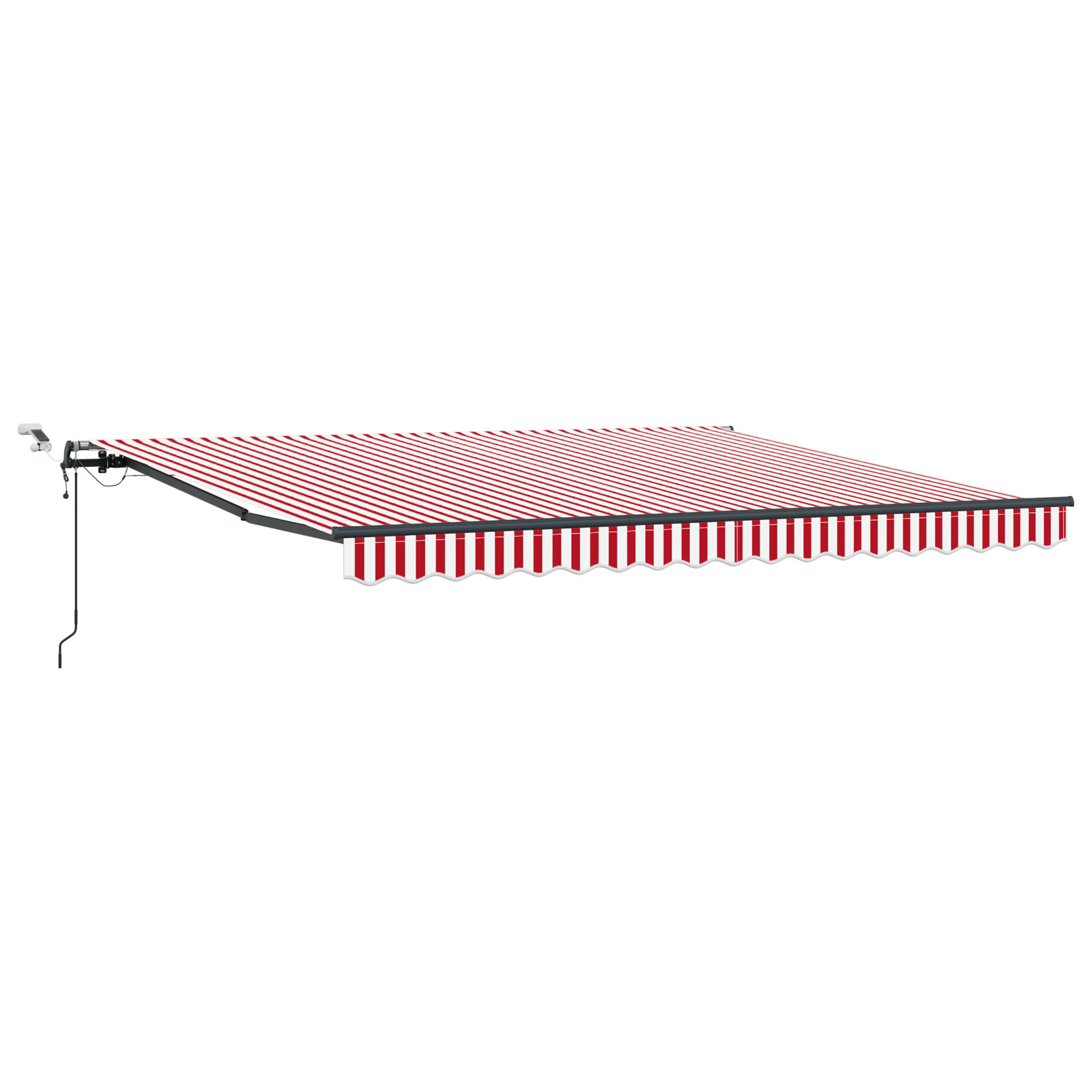 Automatisk Udtækkelig Markise med Led Rød og Hvid Stribe 400x300 Cm - billede 2
