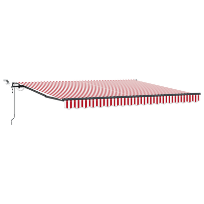Automatisk Udtækkelig Markise med Led Rød og Hvid Stribe 400x300 Cm - billede 2