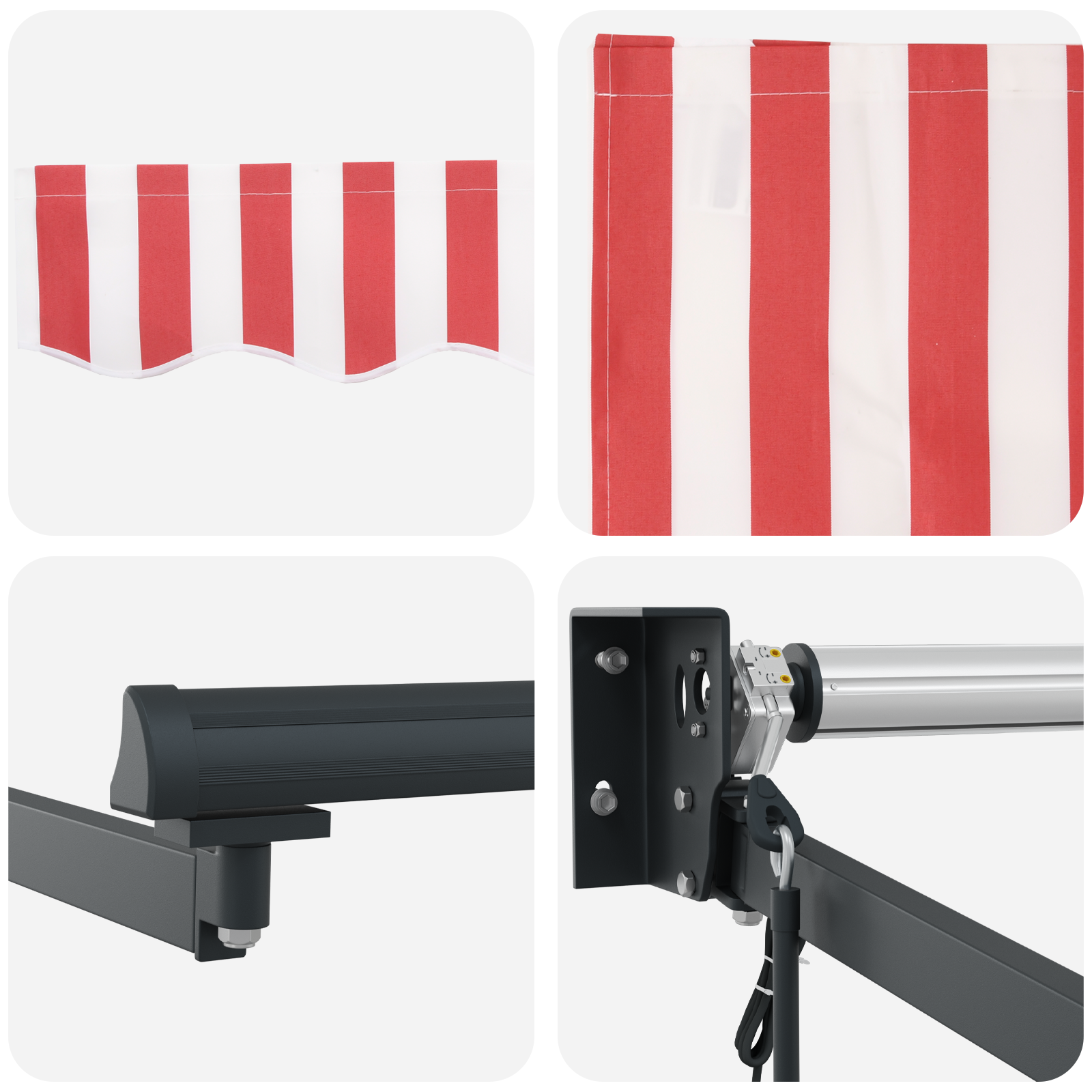 Automatisk Sammenrullelig Markise Rød og Hvid Stribe 400x300 Cm - billede 8