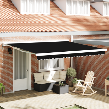 Automatisk Klapmarkise Sort 400x300 Cm&&markise Erstatningsstof til 4x3 M Ramme Sort - hovedbillede