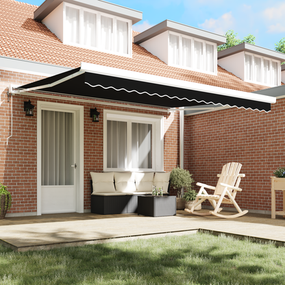Automatisk Klapmarkise Sort 400x300 Cm&&markise Erstatningsstof til 4x3 M Ramme Sort - billede 3