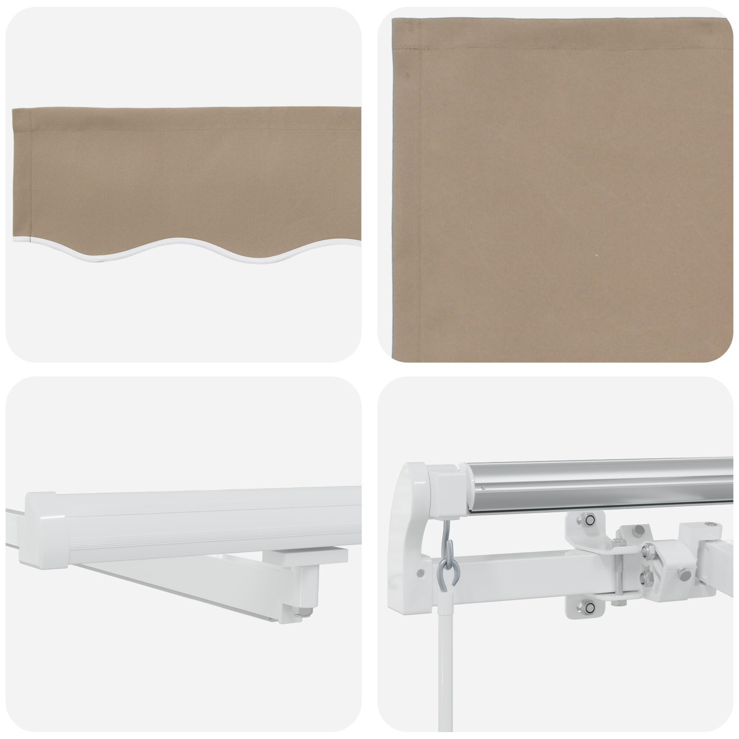 Manuel Udspringende Markise med Led i Beige 400 X 300 Cm - billede 9