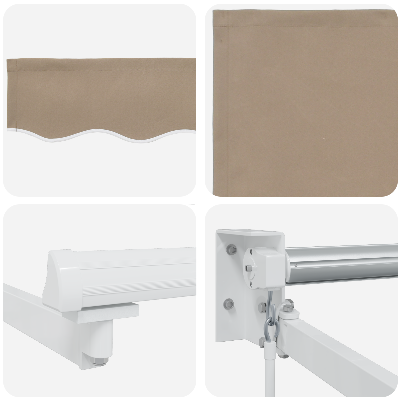Manuel Udtækkelig Markise Beige 400x300 Cm&&markise Erstatningsstof til 4x3 M Ramme Beige - billede 8