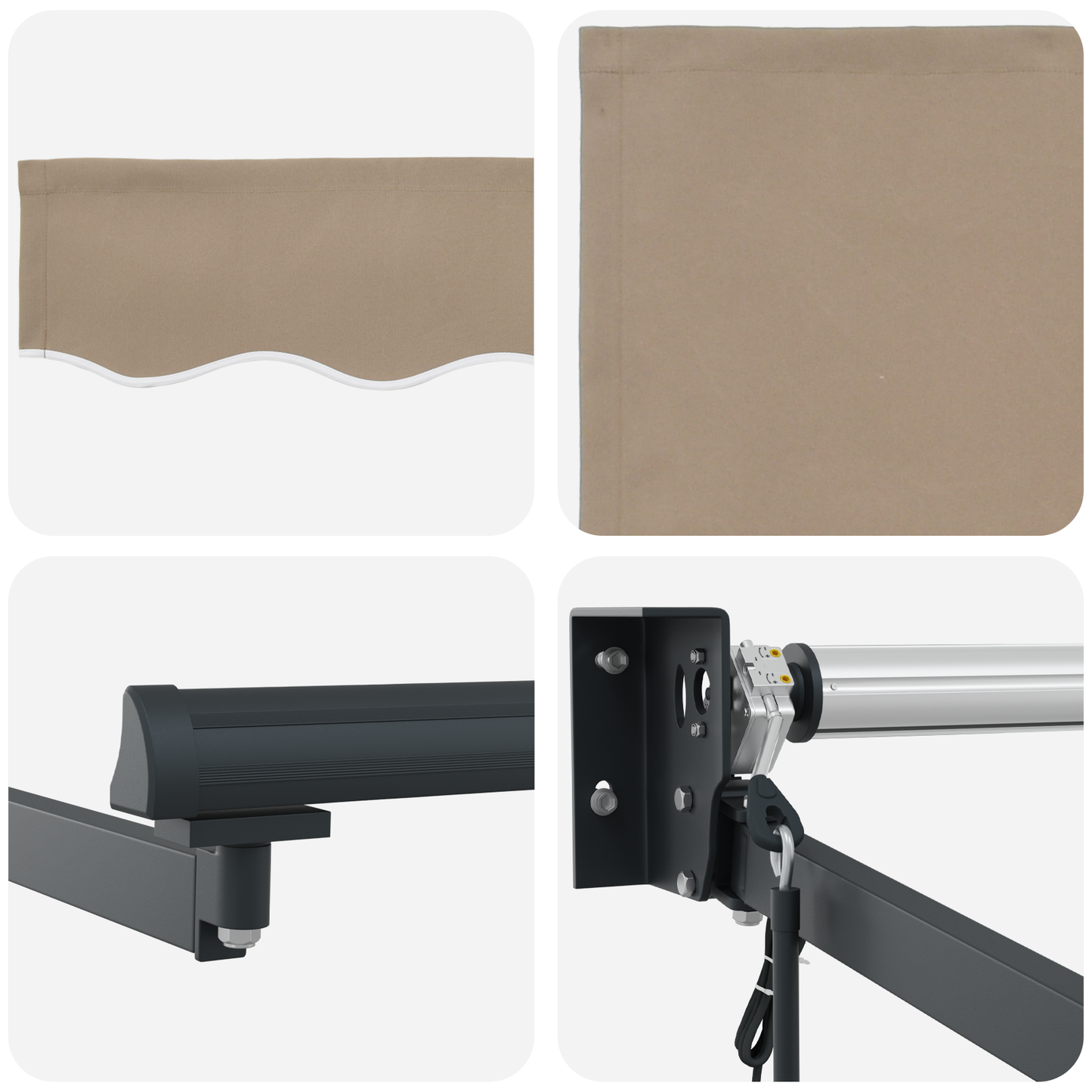 Automatisk Udtækkelig Markise Beige 400x300 Cm&&markise Erstatningsstof til 4x3 M Ramme Beige - billede 8