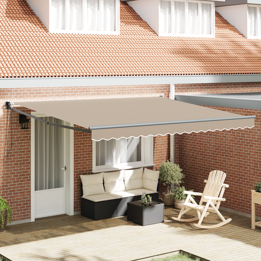 Automatisk Udtækkelig Markise Beige 400x300 Cm&&markise Erstatningsstof til 4x3 M Ramme Beige - hovedbillede