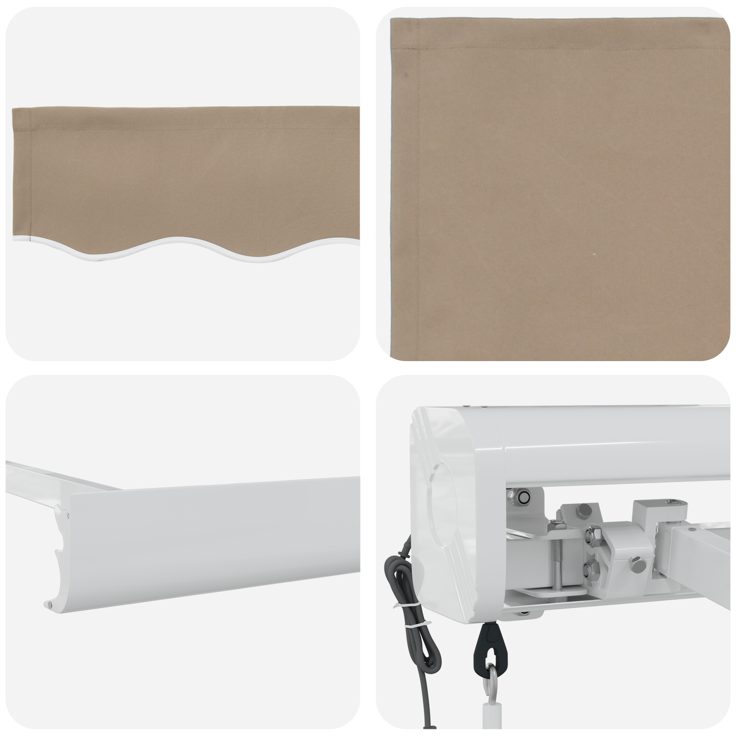 Automatisk Sammenrullelig Markise Beige 400x300 Cm&&markise Erstatningsstof til 4x3 M Ramme Beige - billede 8