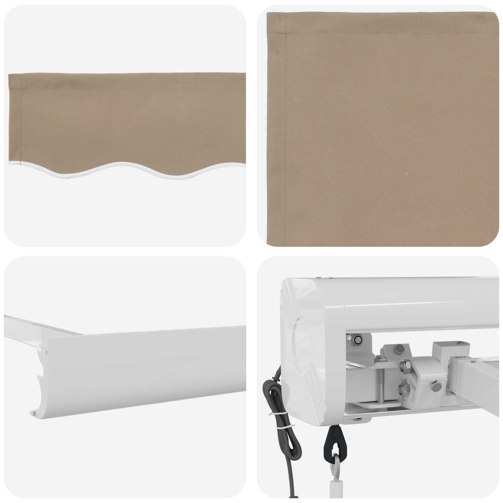 Automatisk Sammenrullelig Markise Beige 400x300 Cm&&markise Erstatningsstof til 4x3 M Ramme Beige - billede 8
