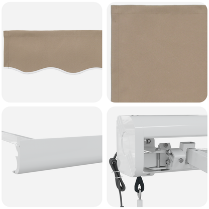 Automatisk Sammenrullelig Markise Beige 400x300 Cm&&markise Erstatningsstof til 4x3 M Ramme Beige - billede 8