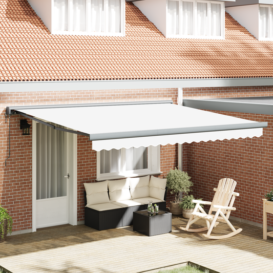 Automatisk Utrækbar Markise Hvid 400 X 300 Cm - hovedbillede