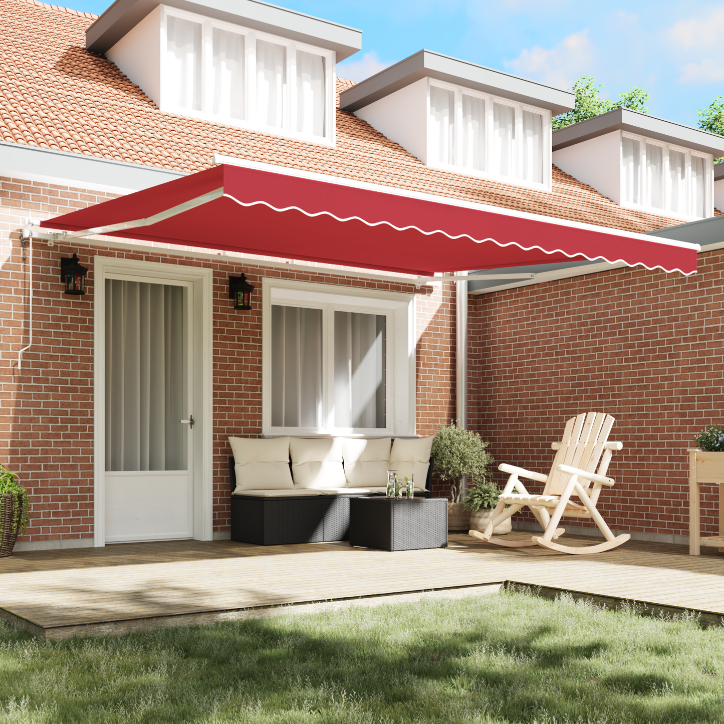 Automatisk Utrækkeligt Markise Rød 400 X 300 Cm - billede 3