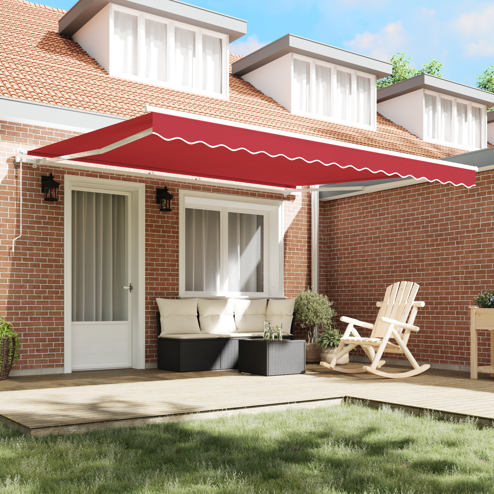 Automatisk Utrækkeligt Markise Rød 400 X 300 Cm - billede 3