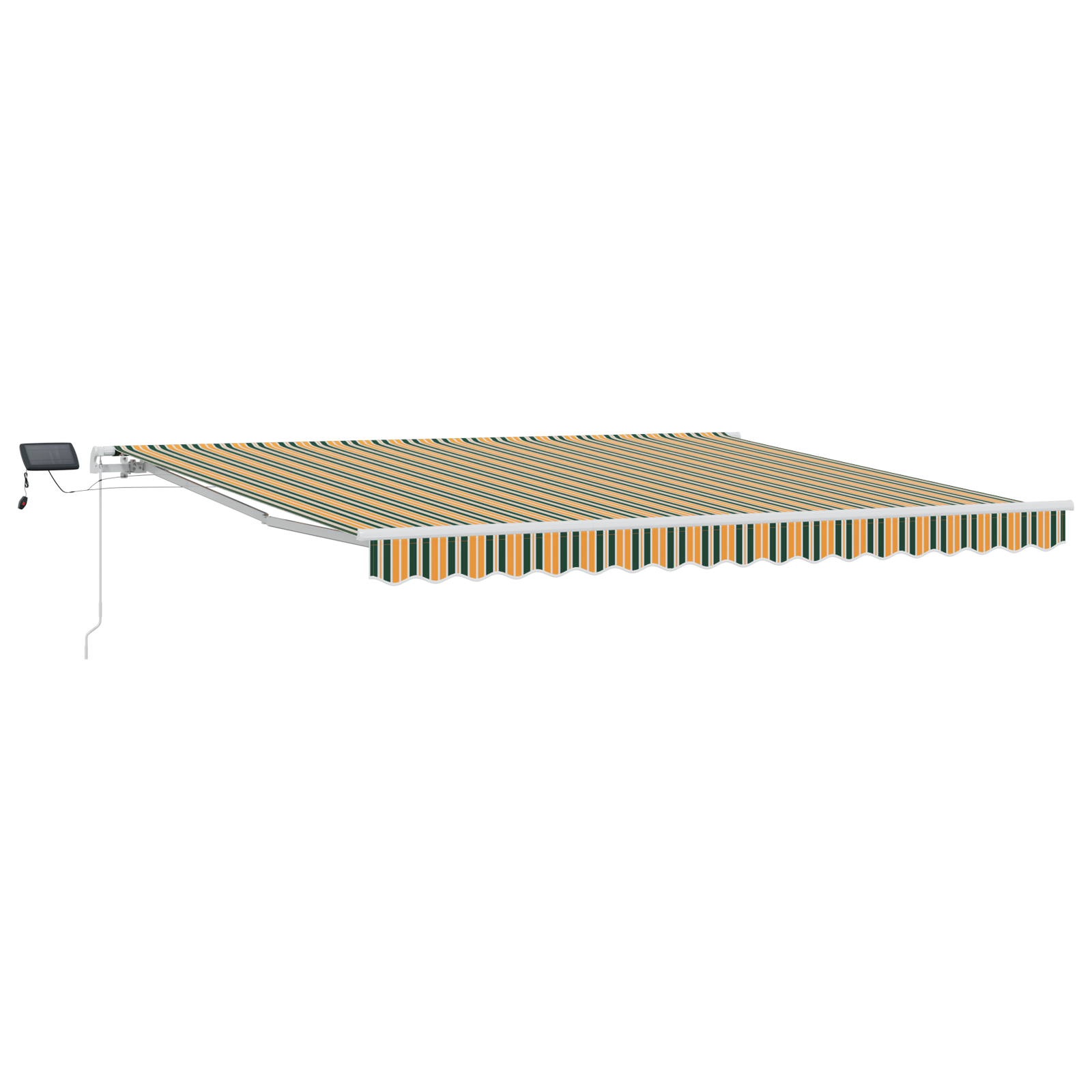 Manuel Utrækbar Markise med Led i Grøn og Gul, 400 X 300 Cm - billede 2