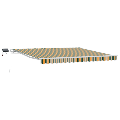 Manuel Utrækbar Markise med Led i Grøn og Gul, 400 X 300 Cm - billede 2