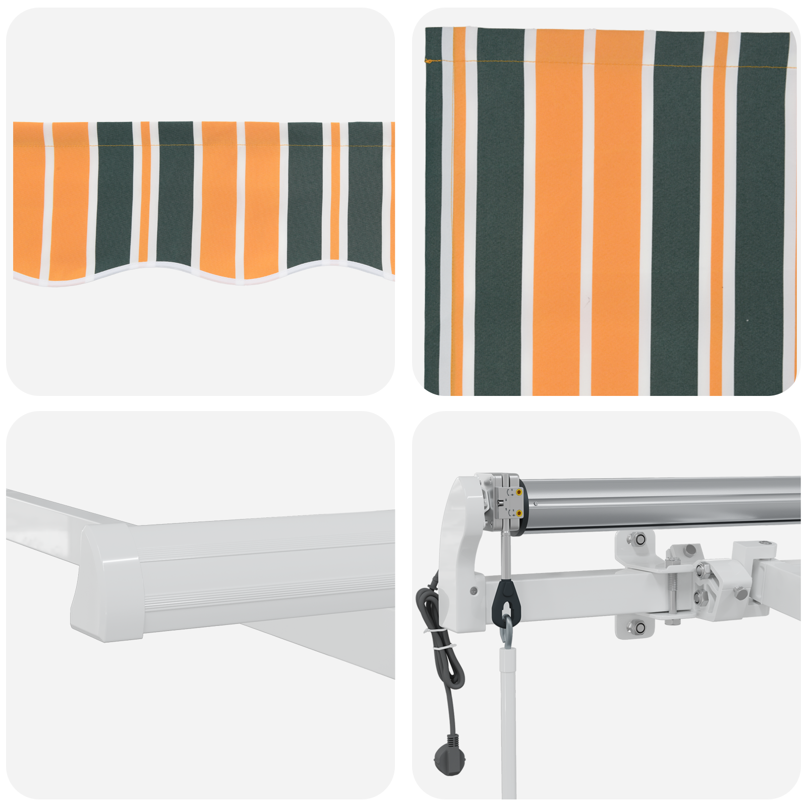 Automatisk Utrækkelig Markise Grøn og Gul - 400 X 300 Cm - billede 8