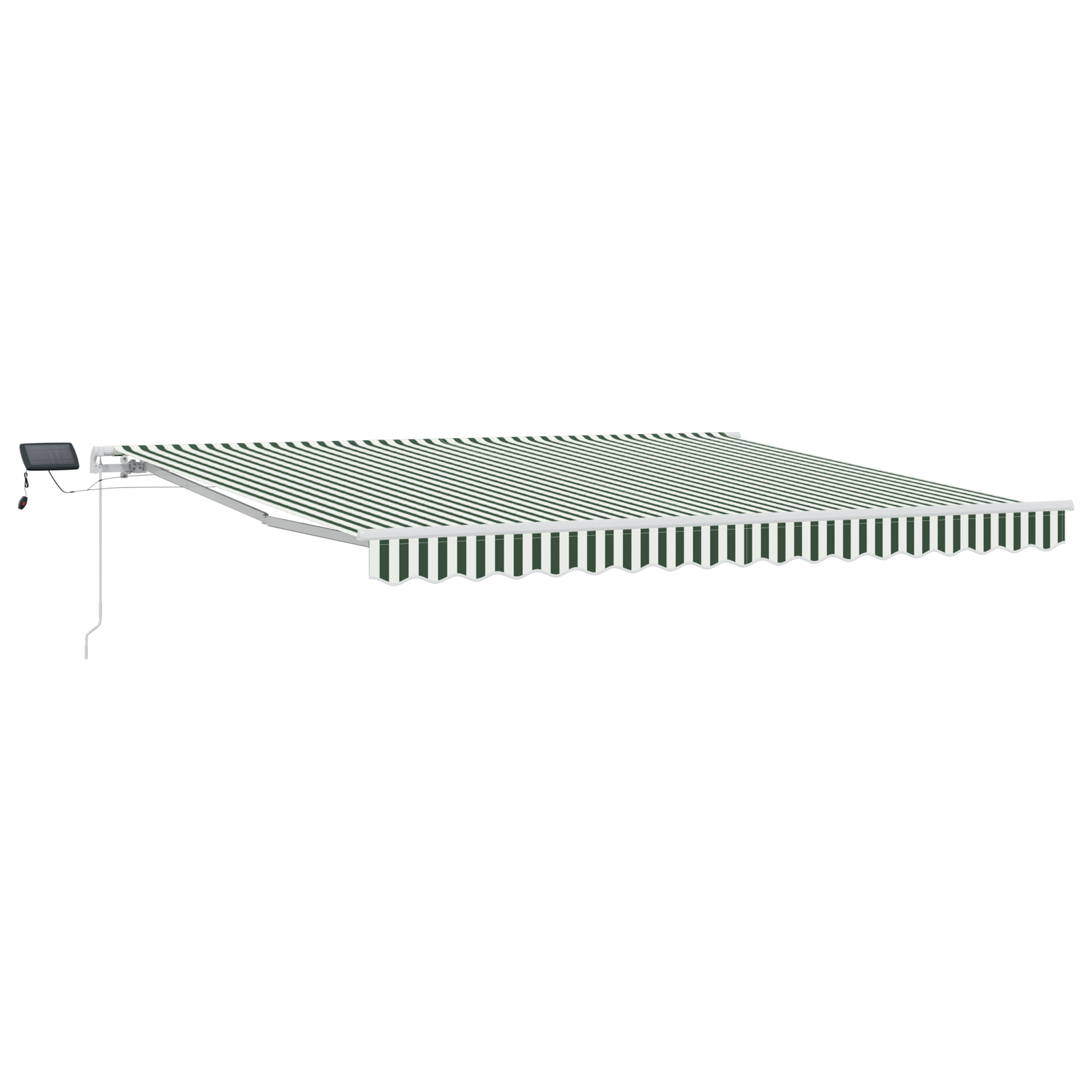 Manuel Utrækbar Markise med Led Grøn og Hvid 400 X 300 Cm - billede 2