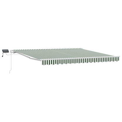 Manuel Utrækbar Markise med Led Grøn og Hvid 400 X 300 Cm - billede 2