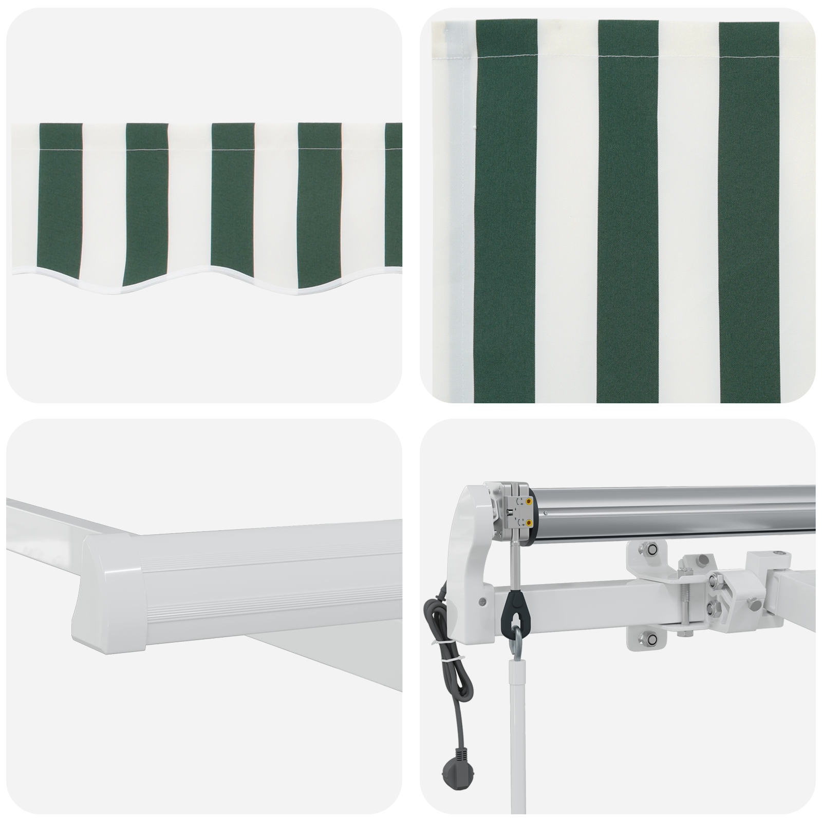 Automatiske Utrækkelige Markise Grøn og Hvid 400 X 300 Cm - billede 8