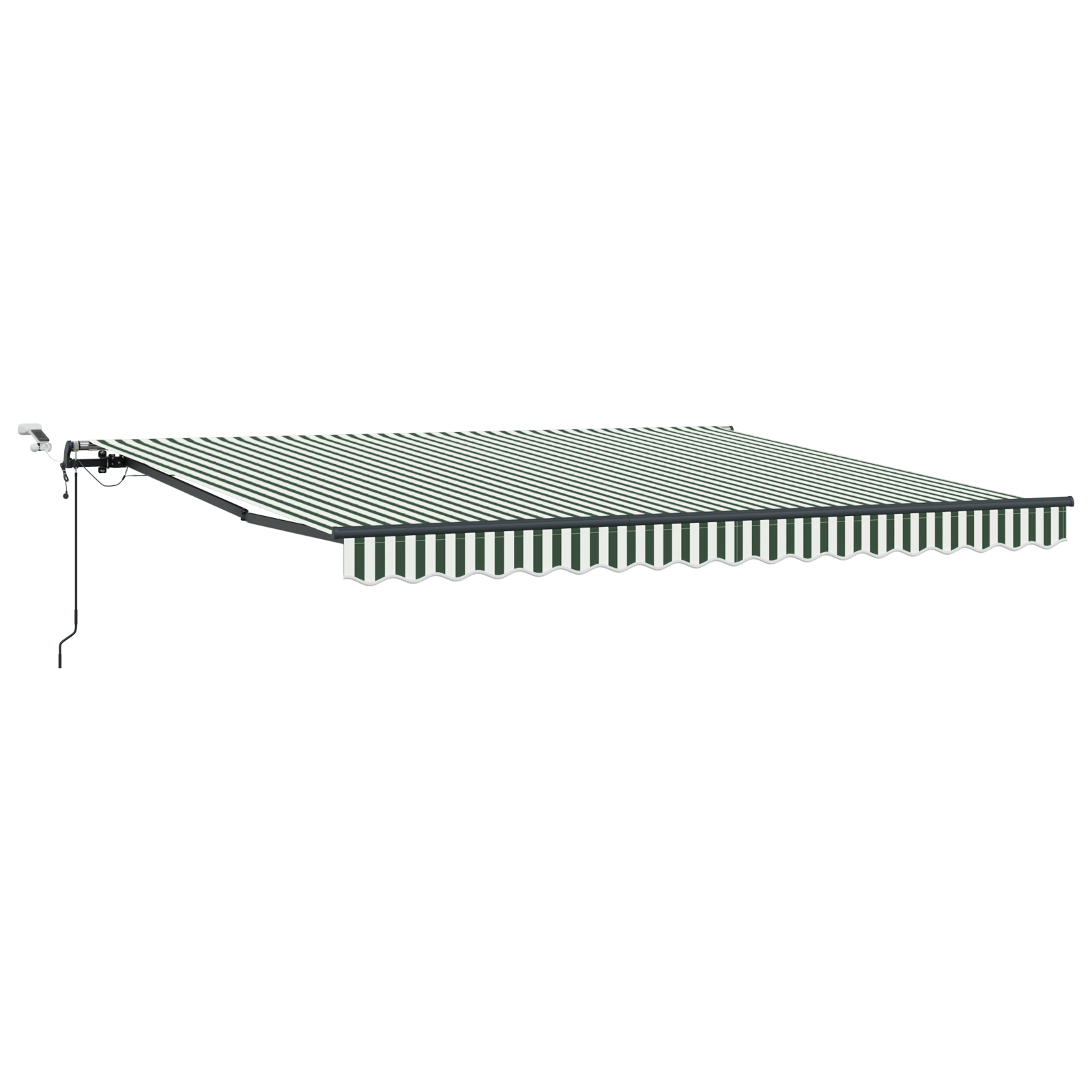 Automatisk Udtækkelig Markise med Led Grøn og Hvid 400x300 Cm&&markise Erstatningsstof til 4x3 M Ramme Grøn og Hvid - billede 2