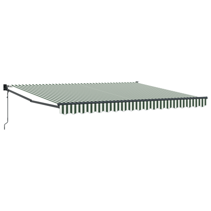 Automatisk Sammenrullelig Markise Grøn og Hvid 400x300 Cm&&markise Udskiftningsstof til 4x3 M Ramme Grøn og Hvid - billede 2