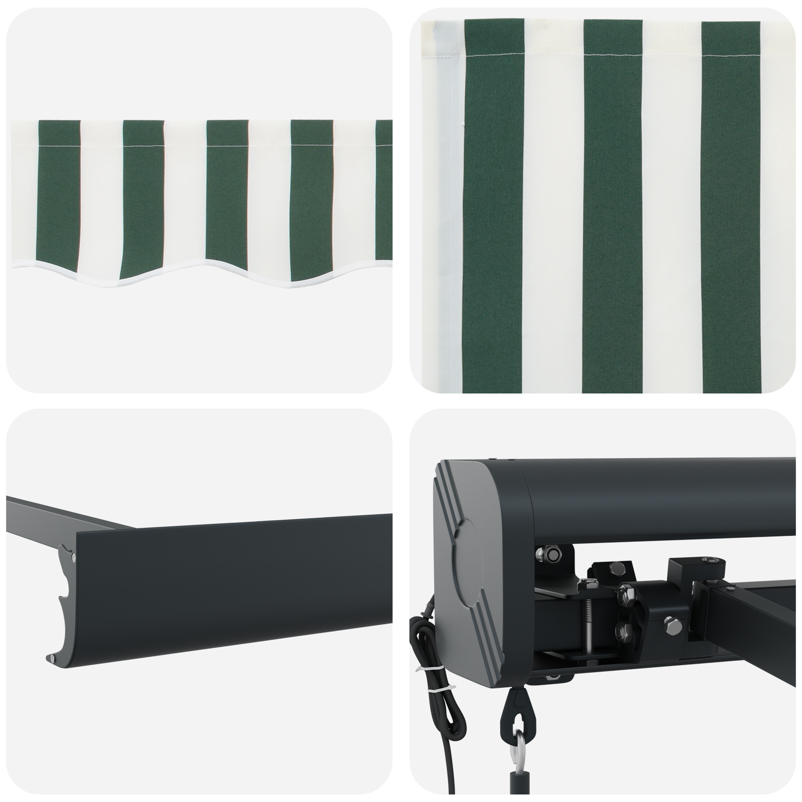 Automatisk Utrækkelig Markise Grøn og Hvid – 400 X 300 Cm - billede 8
