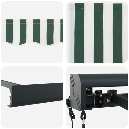Automatisk Utrækkelig Markise Grøn og Hvid – 400 X 300 Cm - billede 8
