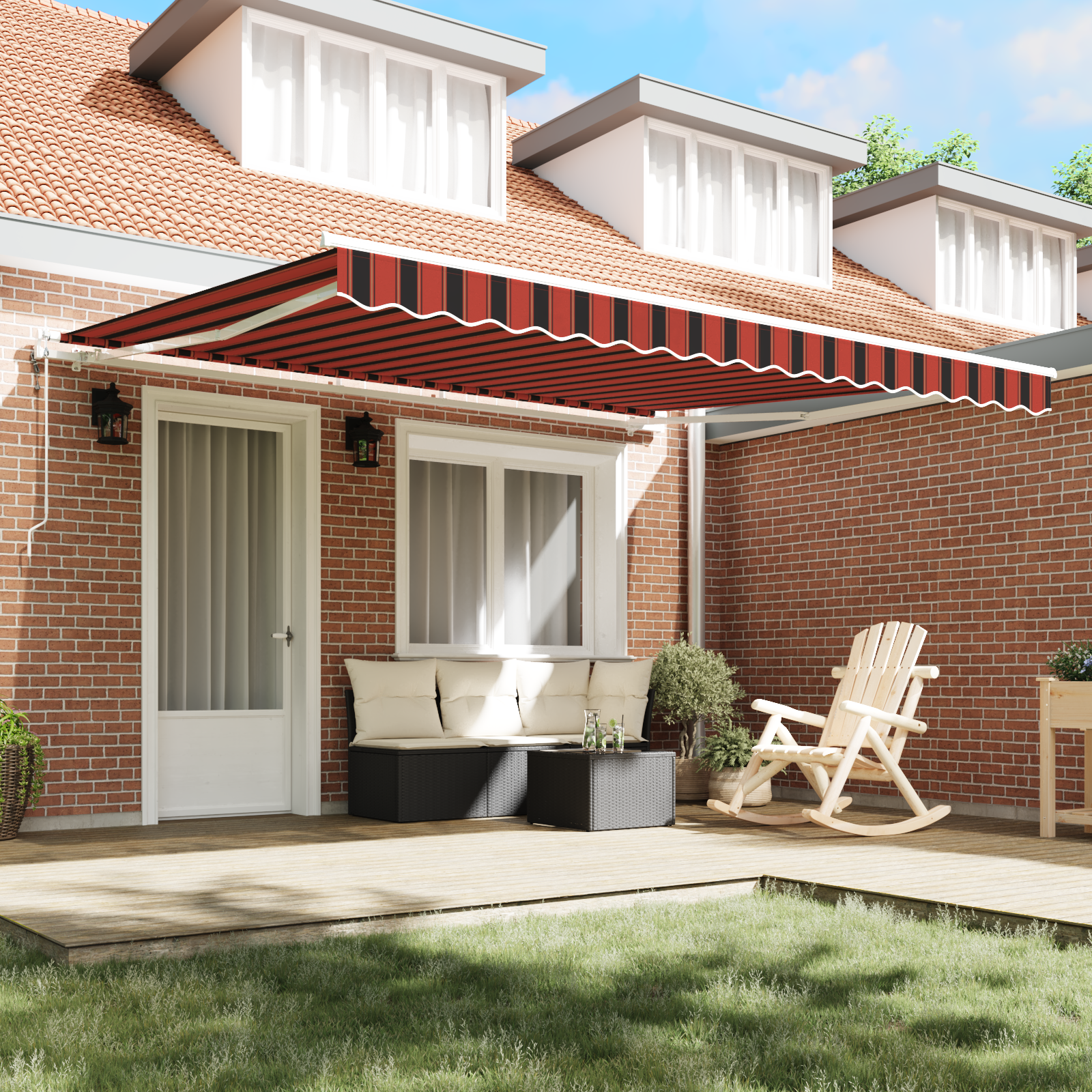 Automatisk Utrækkeligt Markise i Orange og Brun - 400 X 350 Cm - billede 3