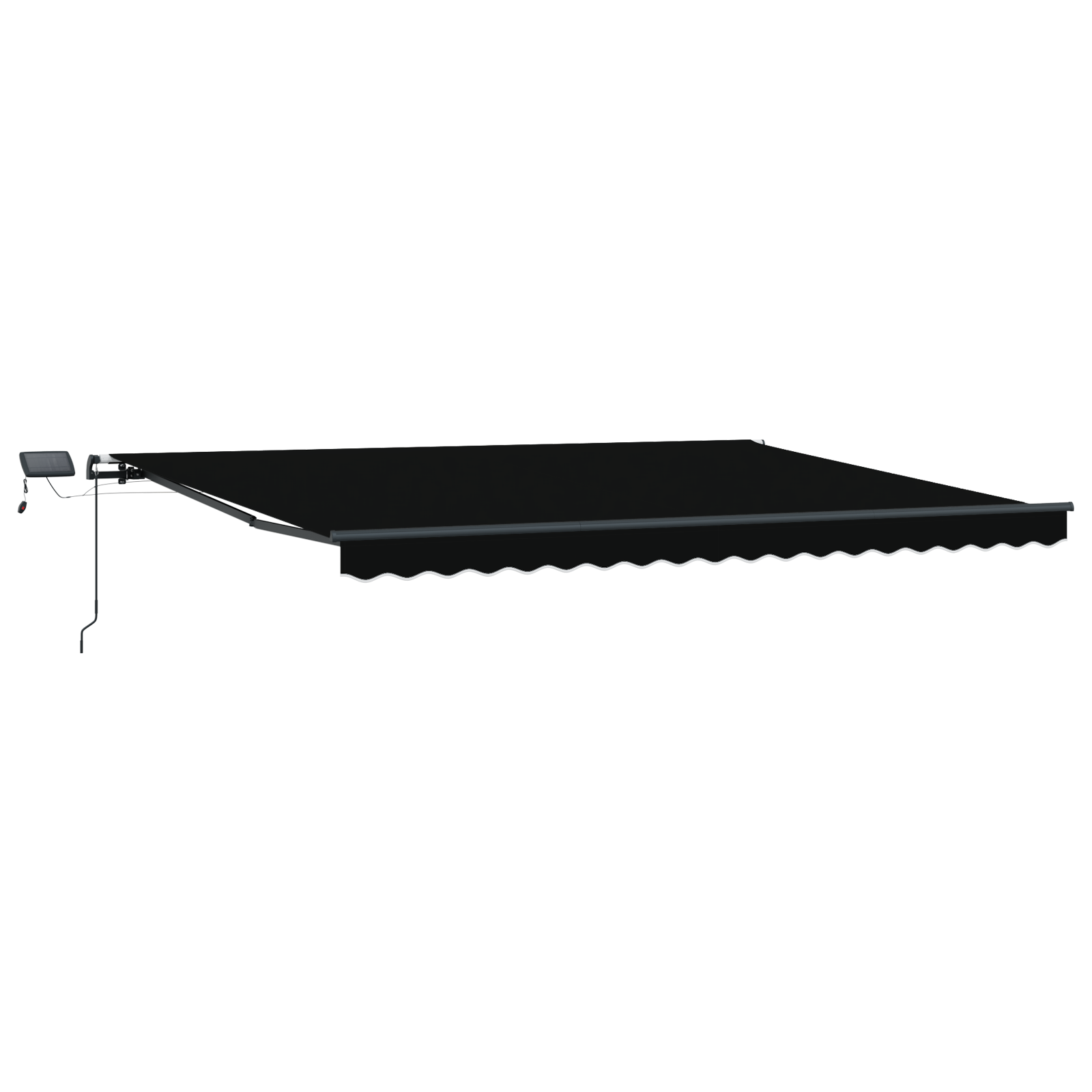 Manuel Udtækkelig Markise med Led Sort 400x350 Cm&&markiseerstatningsstof til 4x3.5 M Ramme Sort - billede 4