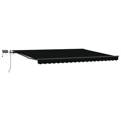 Manuel Udtækkelig Markise med Led Sort 400x350 Cm&&markiseerstatningsstof til 4x3.5 M Ramme Sort - billede 4
