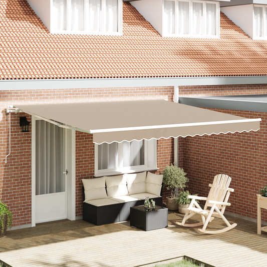 Automatisk Utrækkelig Markise Beige 400x350 Cm - hovedbillede