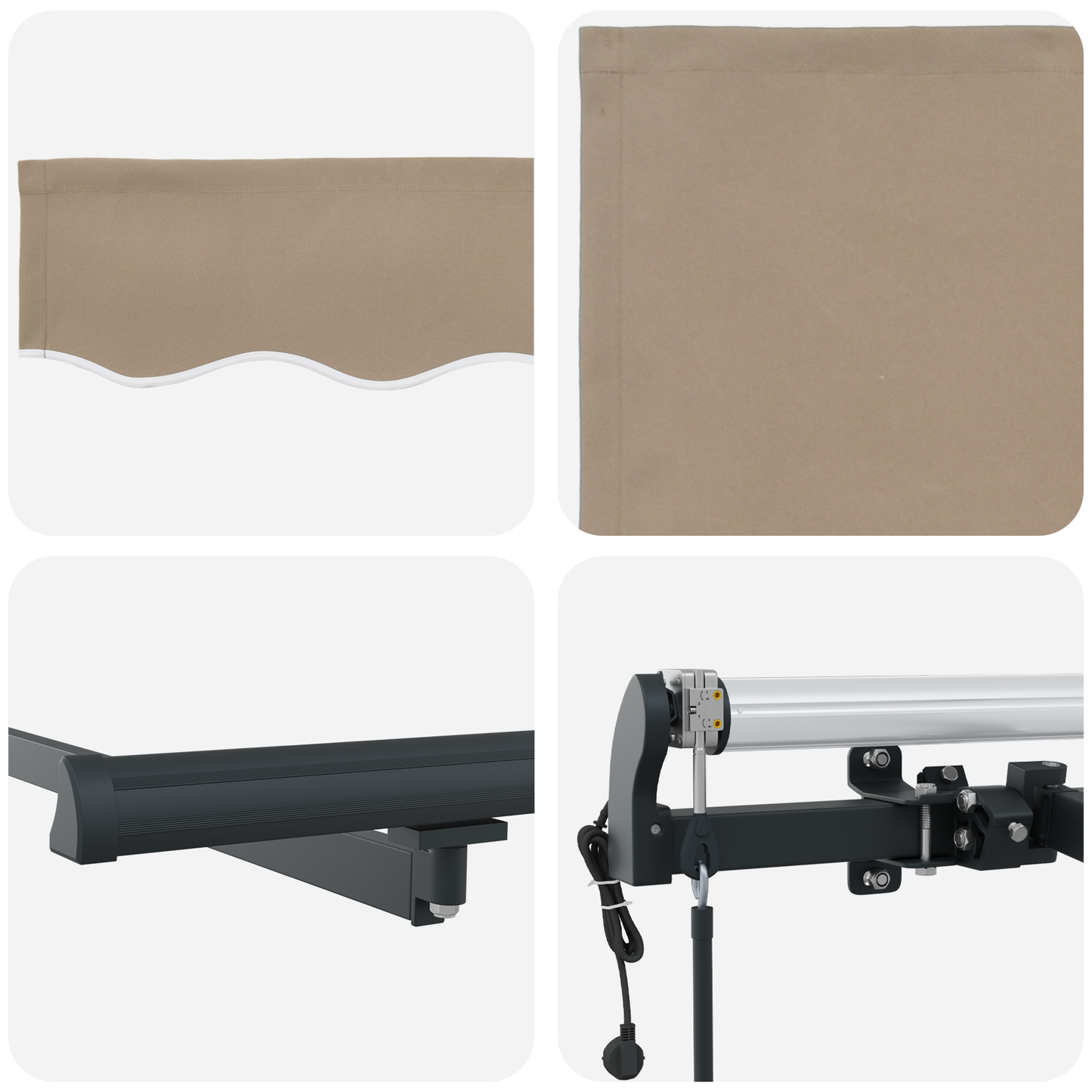 Automatisk Udtækkelig Markise Beige 400x350 Cm&&markise Erstatningsstof til 4x3,5 M Ramme Beige - billede 8