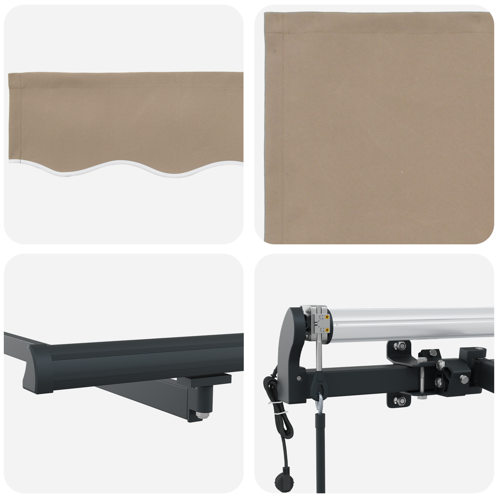Automatisk Udtækkelig Markise Beige 400x350 Cm&&markise Erstatningsstof til 4x3,5 M Ramme Beige - billede 8