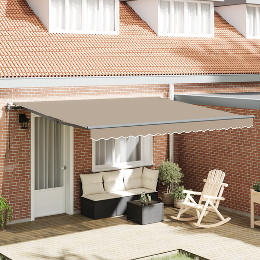 Automatisk Udtækkelig Markise Beige 400x350 Cm&&markise Erstatningsstof til 4x3,5 M Ramme Beige - hovedbillede