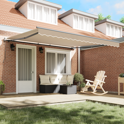 Automatisk Udtækkelig Markise Beige 400x350 Cm&&markise Erstatningsstof til 4x3,5 M Ramme Beige - billede 3
